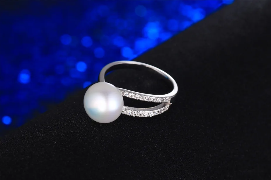 Dainashi Top Quality 925 Sterling Silver Zircon Crystal Ring Fine Jewelry Genuine Freshwater Cultured Pearl Ring Party Gift