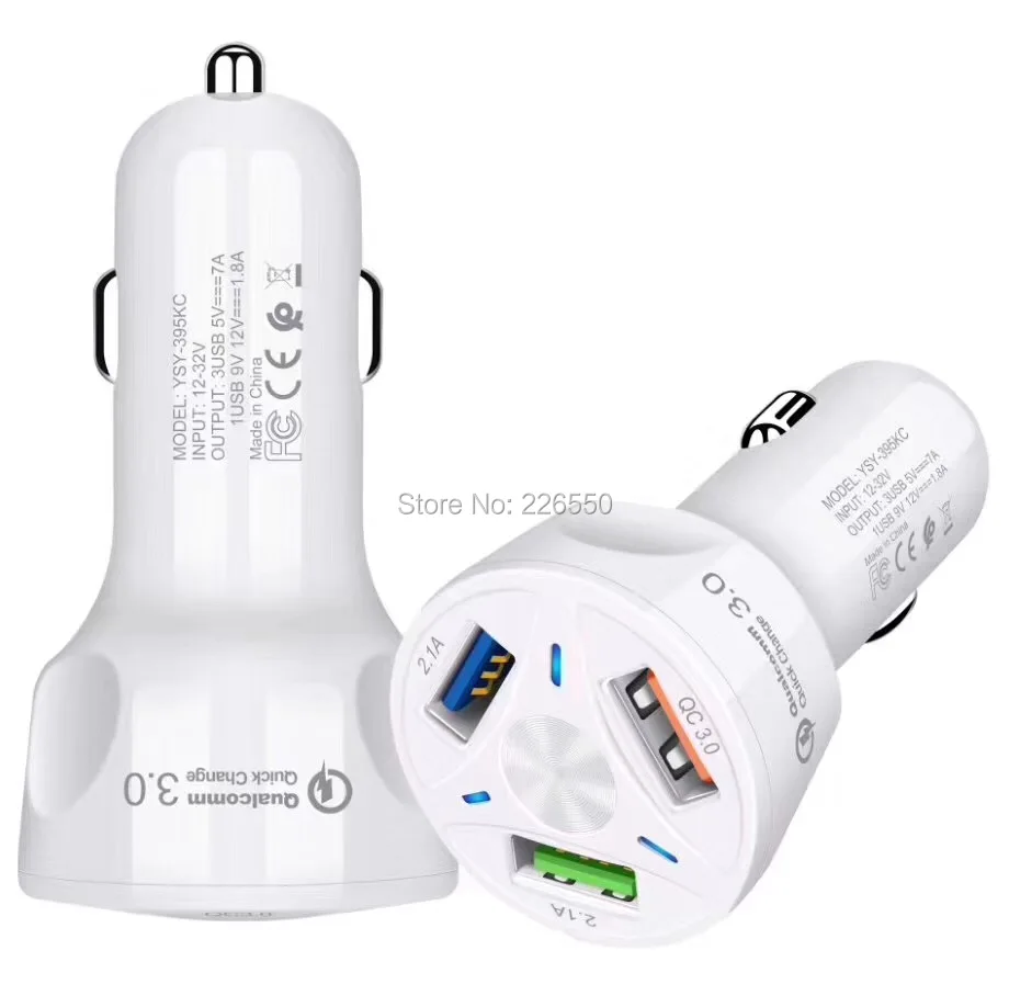 QC3.0 автомобильное зарядное устройство для телефона X Xs Max 3 USB быстрое Mate 20 P30 P30Pro Note