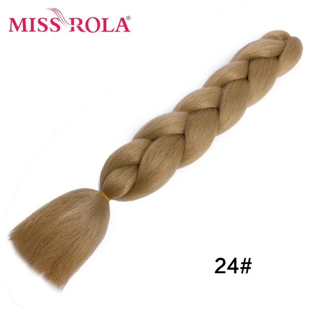 Miss Rola Synthetic Support Wholesale 100g 24 Inch Jumbo BraidsPink Green Yellow High Temperature Fiber Ombre Hair Extensions 24