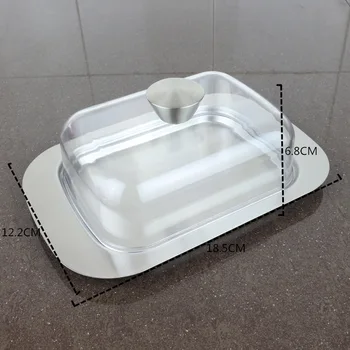 

Butter Dish Box Container Cheese Bread Storage Butter Tray With See-through Lid Stainless Steel Butter Cheese Dish Box Containe