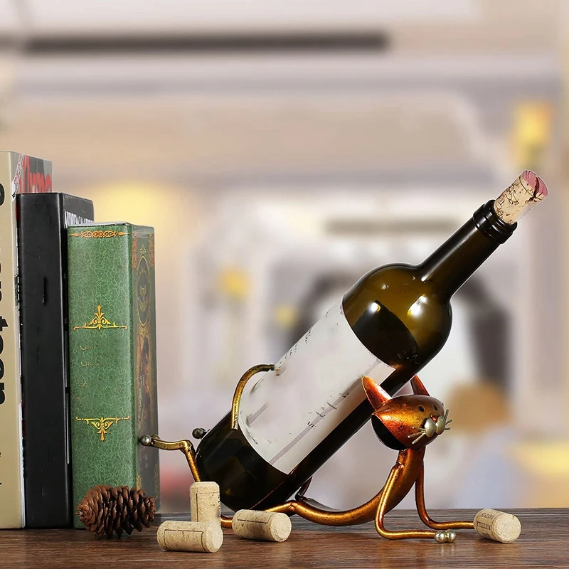 Yoga Cat Metal Wine Rack Wine Rack Practical Sculpture Home Decoration Indoor Wine Rack Crafts