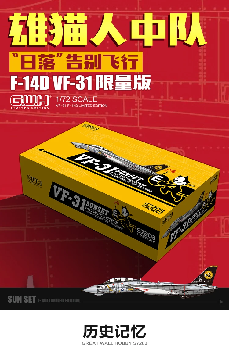 GreatWall S7203 1//72 scale VF-31 SUNSET F-14D LIMITED EDITION 2020 NEW