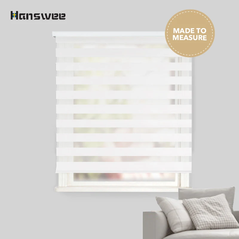 

LUIWENN Free Shipping Translucent White Zebra Blinds with front Valance Double-layer High Quality Horizontal Day Night Blinds
