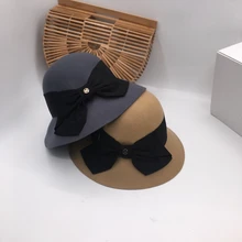 Французский Элегантный женский бассейн восстановления древних способов хан издание бант шерсть Рыбацкая шляпа Джокер модная шляпа tide of Engla