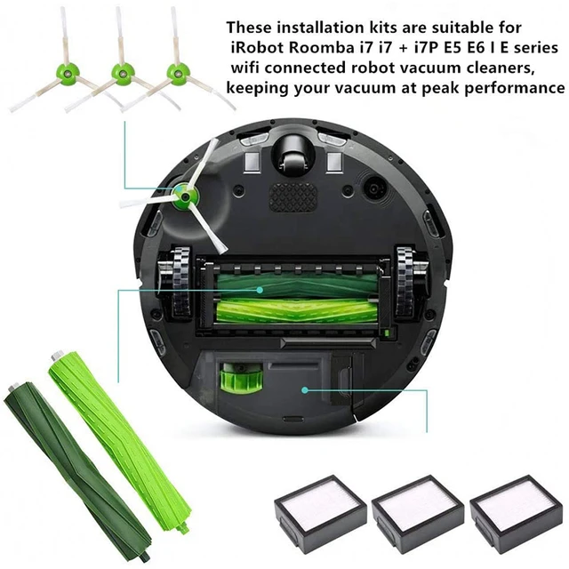 Lavabile Rullo Spazzole Laterali Hepa Filtri per iRobot Roomba i7 i7 + Più  Romba E5 E6