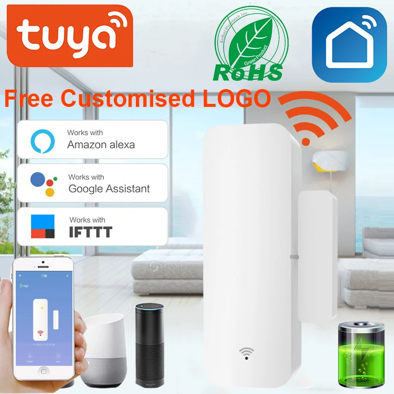 Умный датчик окон и дверей Tuya Wi Fi детекторы открытия/закрытия охранная