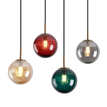 

Nordic Style Little Glass Ball Pendant Fixtures Bedroom Living Room Light Modern LED Pendant Lamp Hanglamp Luminaire WF014