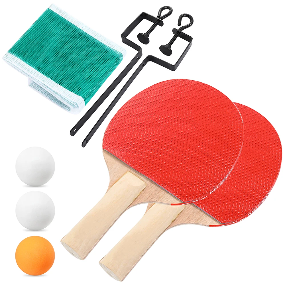 Confezione Ping Pong 2 Racchette in Legno 3 Palline Set Tennis da Tavolo  per Adulti e