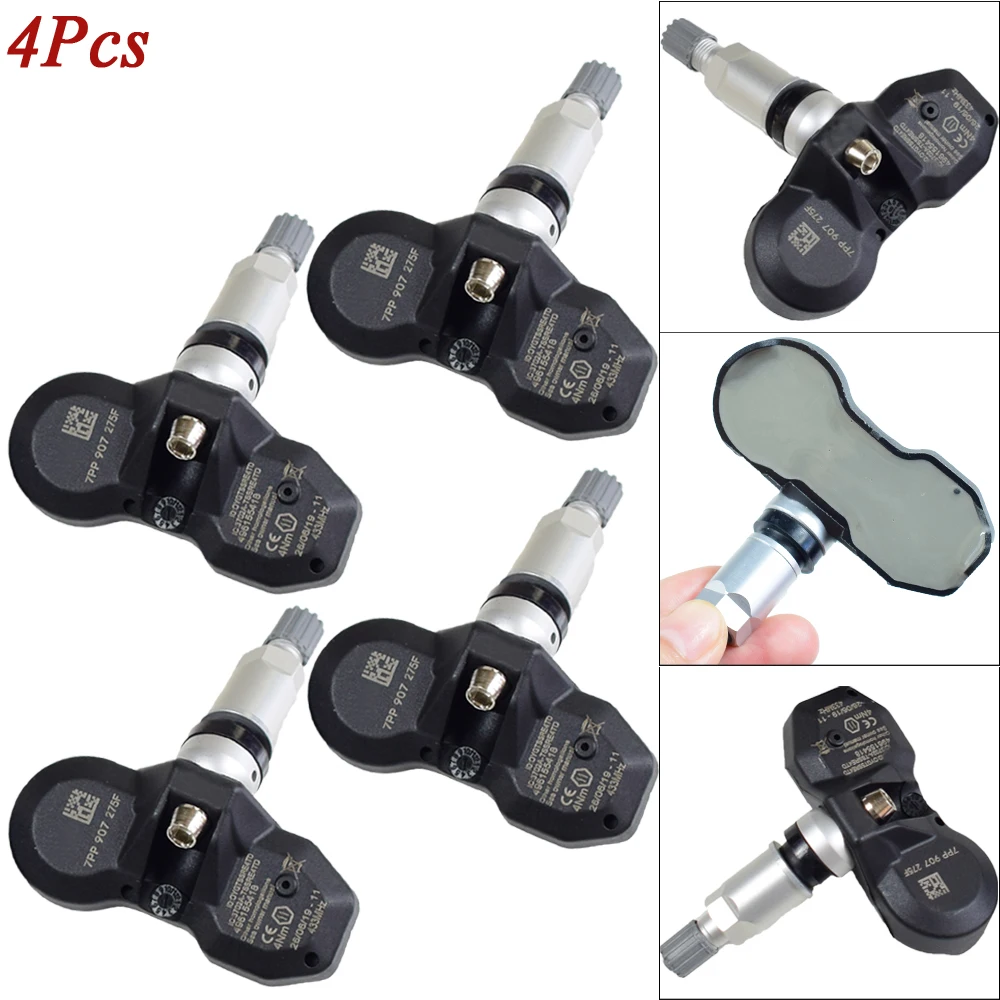 4 шт. датчик давления в шинах 7PP907275F TPMS сенсор для Audi Porsche VW 433 МГц 7PP907275 7PP907275D автомобильные аксессуары