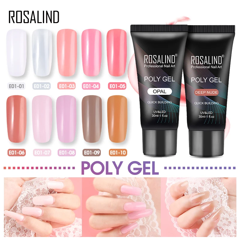  ROSALIND Poly Gel Varnish UV LED Builder Gel 30ML Nail Polish Set For Nail Extension Design Manicur