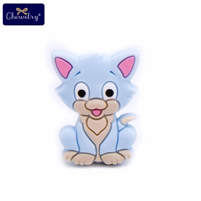 Candy Blue Cat 50 шт. силиконовые бусины Китай панда грызунов детские игрушки DIY соска цепи Perle силиконовые бусины ожерелья подвеска детские товары - Цвет: Candy Blue Cat