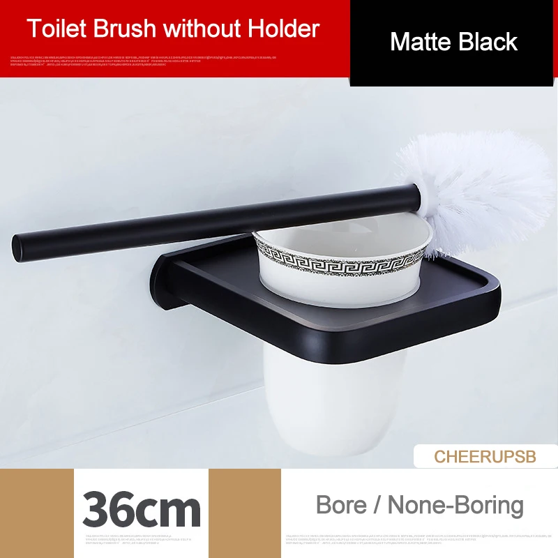 Набор аксессуаров для ванной комнаты, матовая черная фурнитура для туалетной бумаги, полотенца, мыльницы, алюминиевый фен для волос, набор для туалетной щетки - Цвет: SSBB
