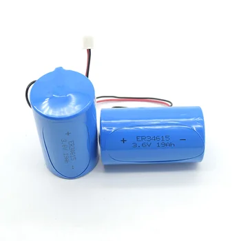 

Li-SOCL2 Lithium battery 3.6V ER34615 D size 19000 mAh with wire and connector