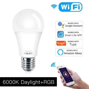 

Moeshouse E27 7W RGB+C 680LM wifi LED Light Bulb E27 Smart LED Lights Tuya App Lamp Work with Alexa Google Home AC100-250V