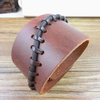 

Men's Wide leather rock star simple handmade pimp bracelet men on Jewelry Accessories