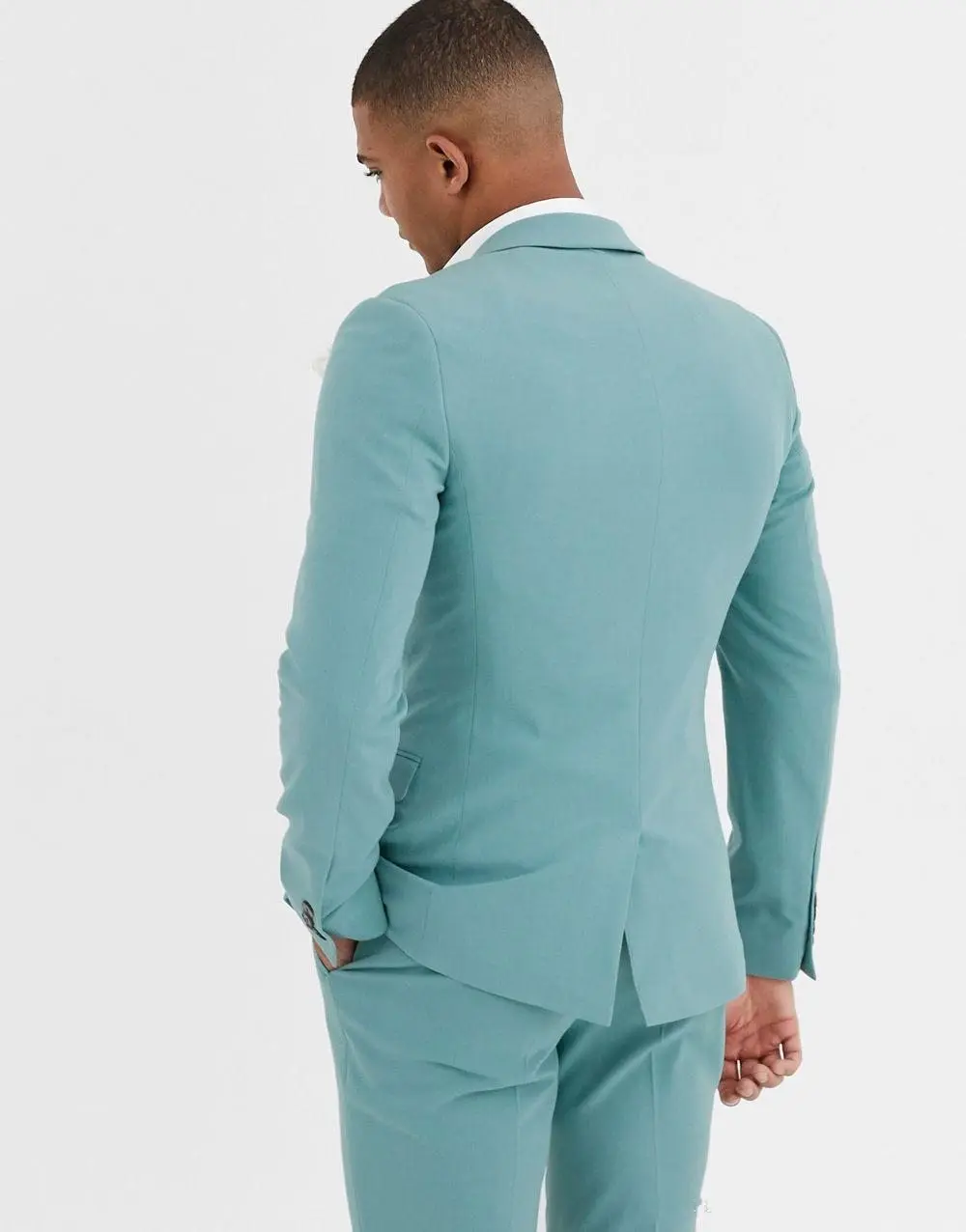 2022 Mint Green Mens Suits Beach Groomsmen Wedding Tuxedos 2021 For Men Peaked Lapel Formal Prom Suit 3 Pieces áo khoác blazer