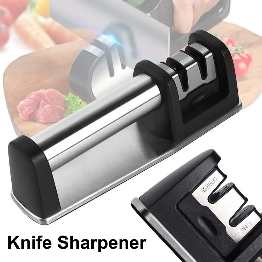 

Durable 2 Stages Stainless Steel Diamond Knife Sharpener Grindstone Kitchen Gadgets Accessories