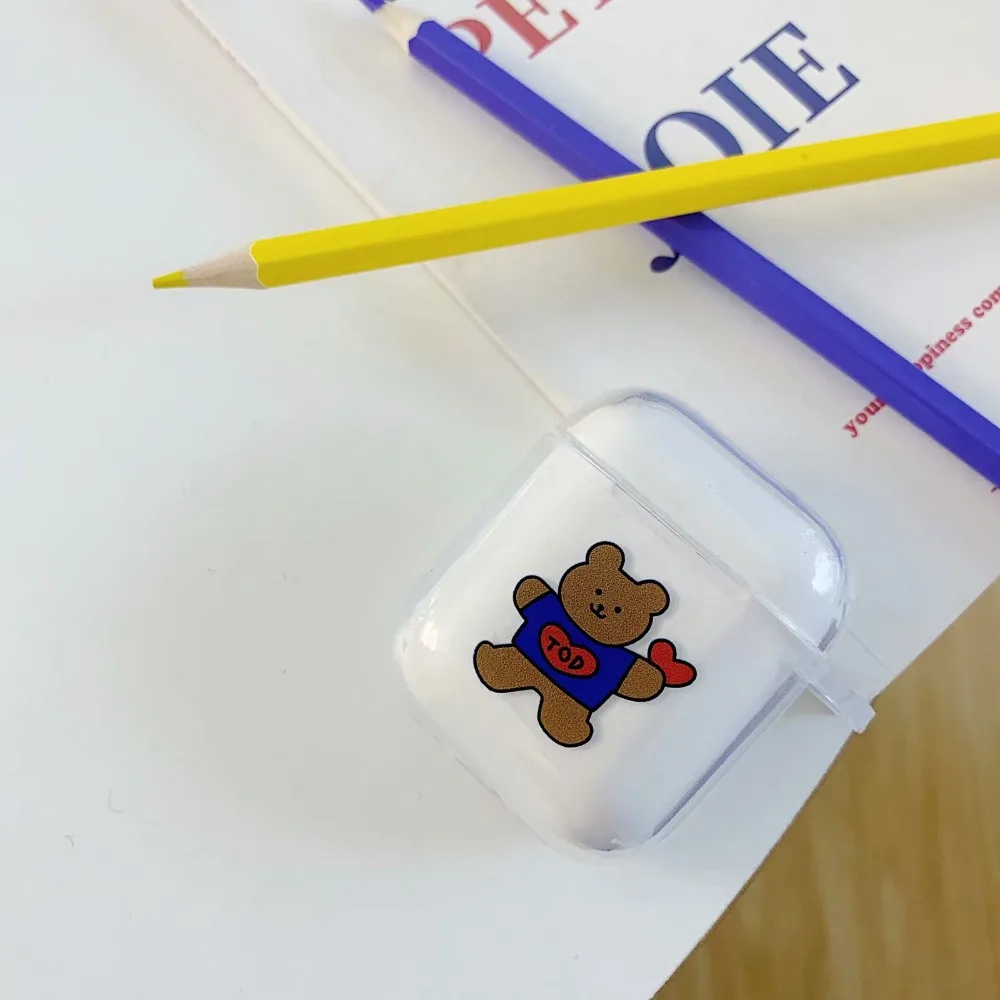 Для AirPods чехол с милым мультяшным медведем кроликом чехол для наушников s для Apple Airpods 2 ins стильный Забавный мягкий силиконовый защитный чехол