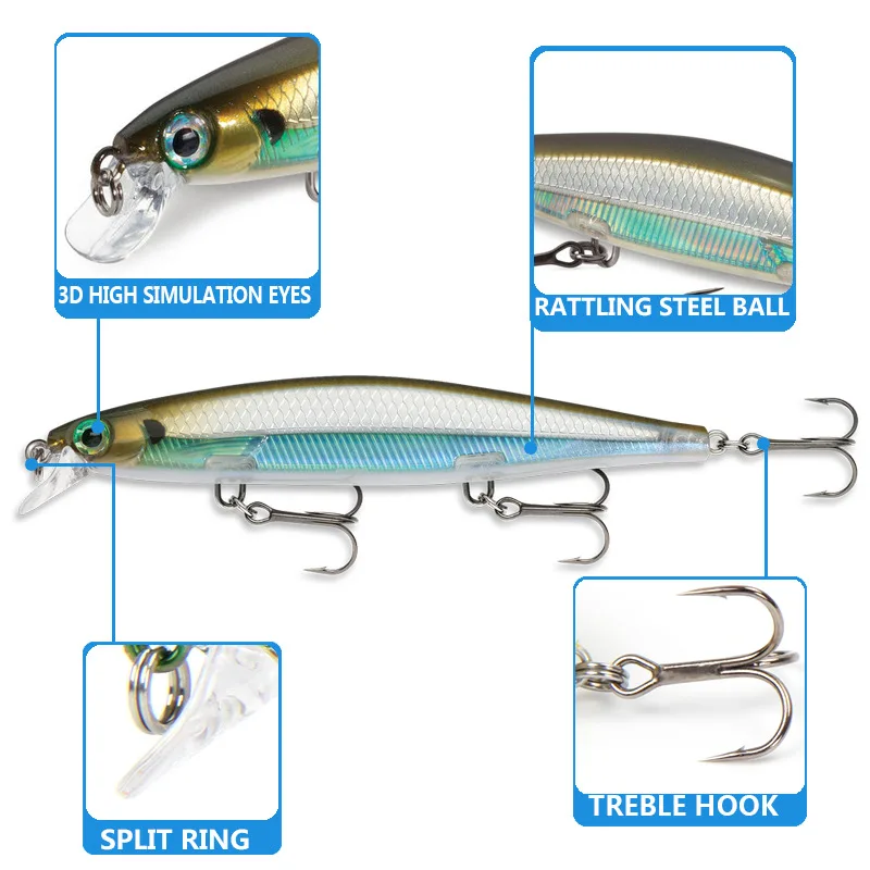 lures 2018 Minnow 11mm 13g fishing lure swing fish bait crankbait swimbait unpainted lures high quality lifelike noise hard bait