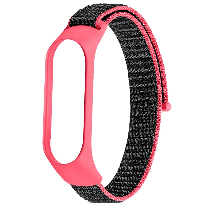 Black pink Joyozy, новинка, дышащий Удобный нейлоновый ремешок для mi band 3/4, модный нейлоновый ремешок для xiaomi 3, xiaomi 4, ремешок для часов - Цвет ремешка: Black pink