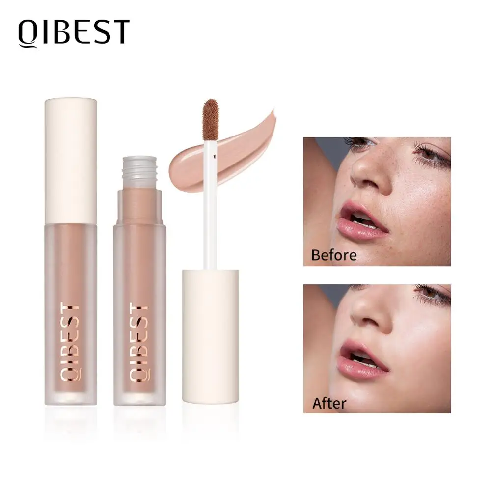 

QIBEST Liquid Concealer Waterproof Full Coverage Eyes Makeup Base Cosmetic Smooth Brighten Face Contour Eye Concealer Cream