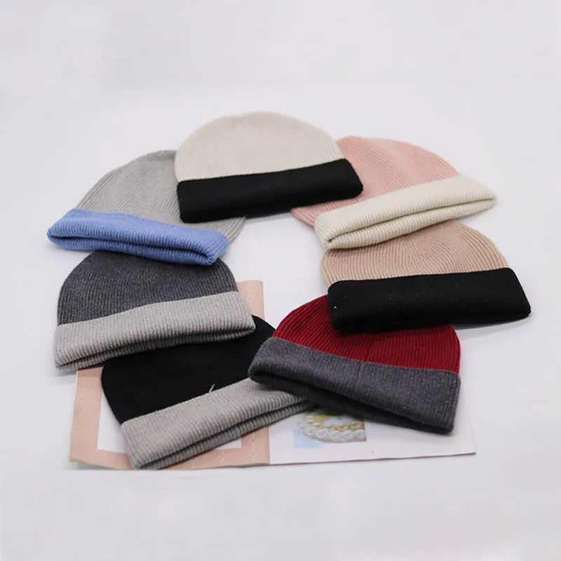 Men And Women Winter Wool Hat Fashion Simple Set-up Casual Warm Straight Tube Hat Japanese Wind Two-Color Knitted Hat beanies