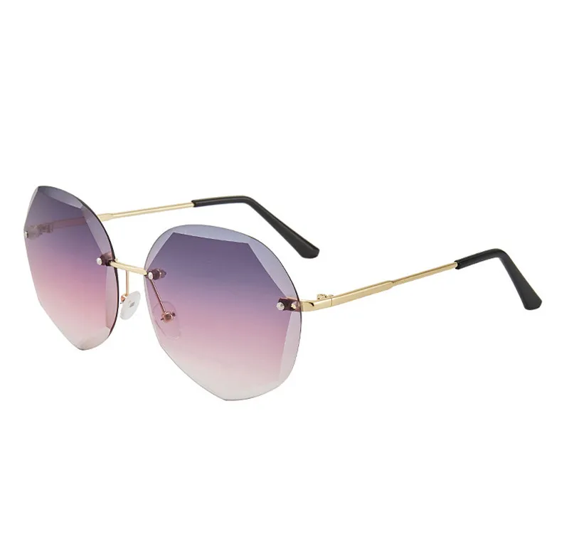 

2019 new frameless trimming Fashion trend frameless marine film sunglasses Polygonal elegant temperament ladies sunglasses