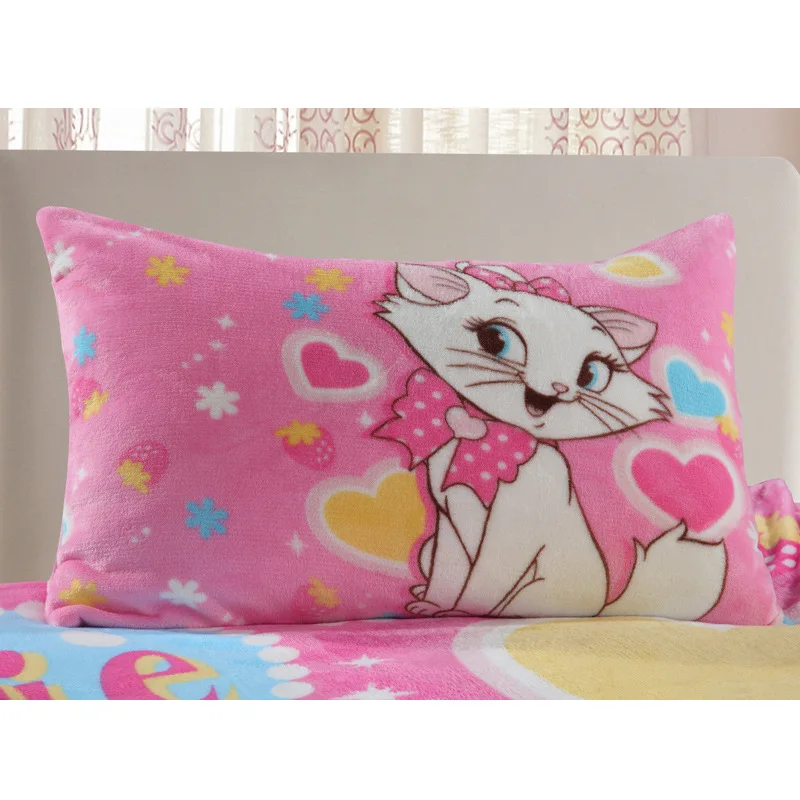 Disney-Flannel-Pillowcases-1piece-Cartoon-Marie-Pillow-Cover-Decorative-PillowsCase-48x74cm