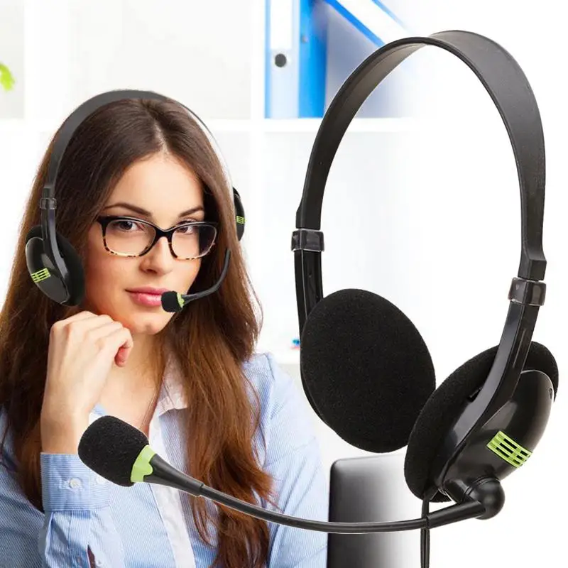 USB Wired Stereo s with Microphone Head Mounted Gaming Office Home Mute Headset
