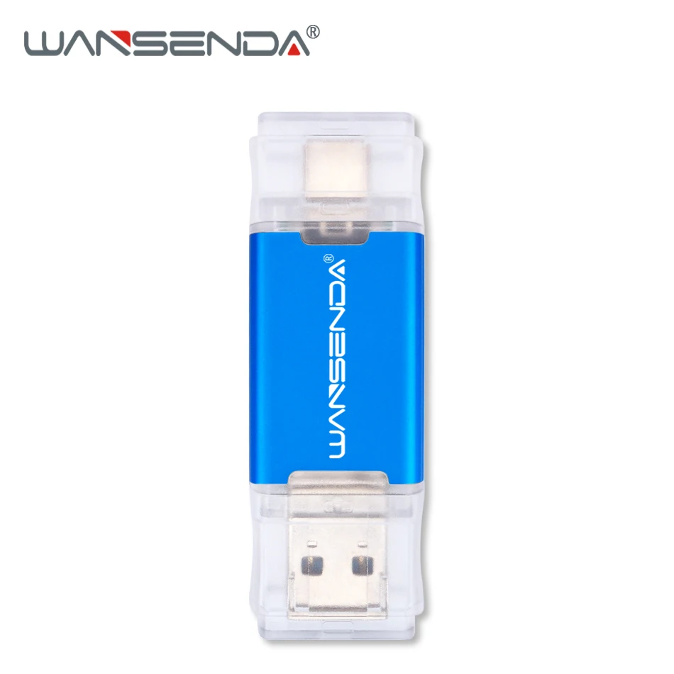 Синий Флеш-накопители WANSENDA OTG type-C USB 3,0 512 ГБ 256 ГБ флеш-накопитель для Android/PC type C 128 Гб 64 ГБ 32 ГБ 16 ГБ высокоскоростной флеш-накопитель - Цвет: Синий