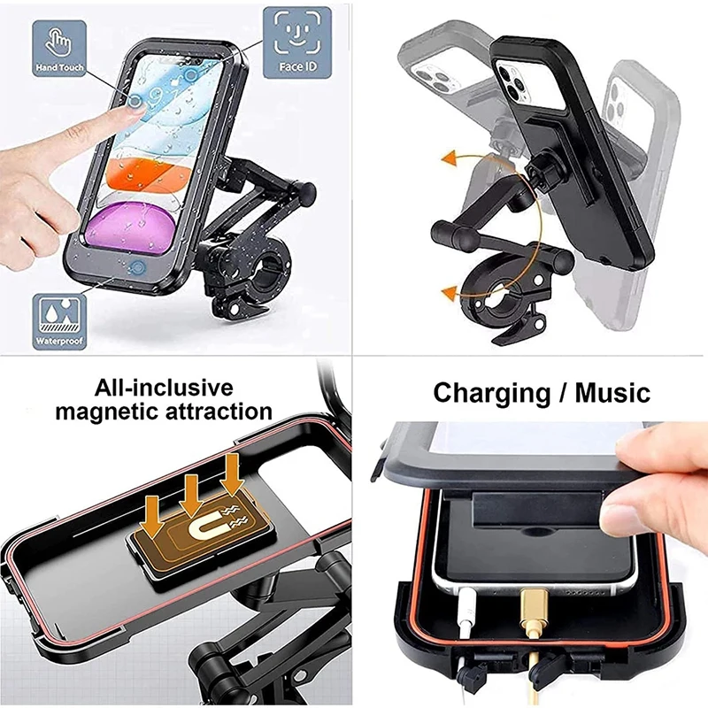 mobile stand Bicycle Phone Stand Holder Universal Bike Handlebar Magnet Case For 4-6.7 Inch Xiaomi Mobile Phone Waterproof Cell Phone Bracket car cup phone holder