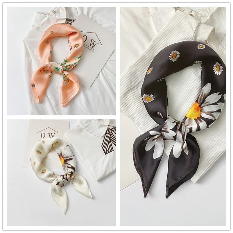 

2020 Fashion Women Square Scarf All-match Wraps Elegant Floral Dot Spring Summer Head Neck Hair Tie Band Neckerchief