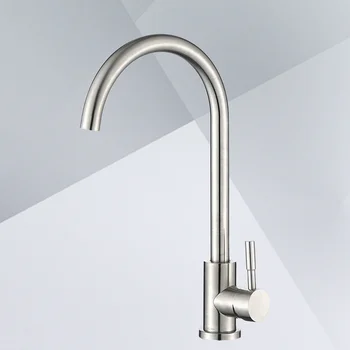 

1 Pc Faucet Stainless Steel Swivel 360 Degree Hot and Cold Mixer Single Handle Modern Faucet for Kitchen