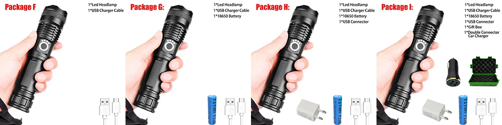 T20 LED Flashlight XHP70.2/XHP50 Powerful LED Torch High Lumens Adjustable Focus USB Rechargeable Handheld Light for Outdoor