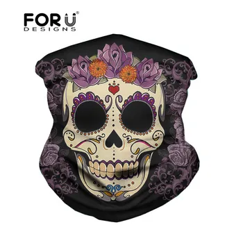 

FORUDESIGNS Headwrap Helmet Liner Neck Gaiter Scarf for Women Men 3D Sugar Skull Rose Pattern Breathable Dustproof Bandana Tube