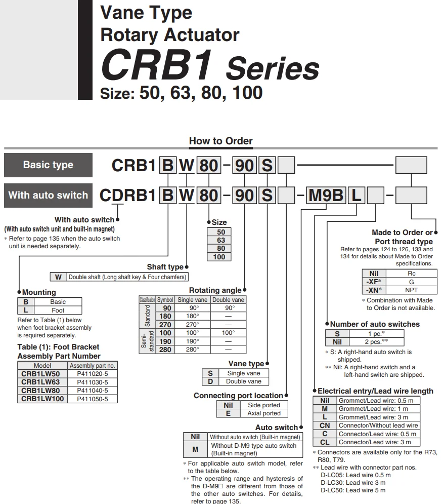 CDRB1BW 80-90S SMC лопасти Тип роторный привод пневматический поворотный цилиндр CDRB1BW80-180S CRB1BW80-270S CDRB1BW80-90D CDRB1BW80-180D