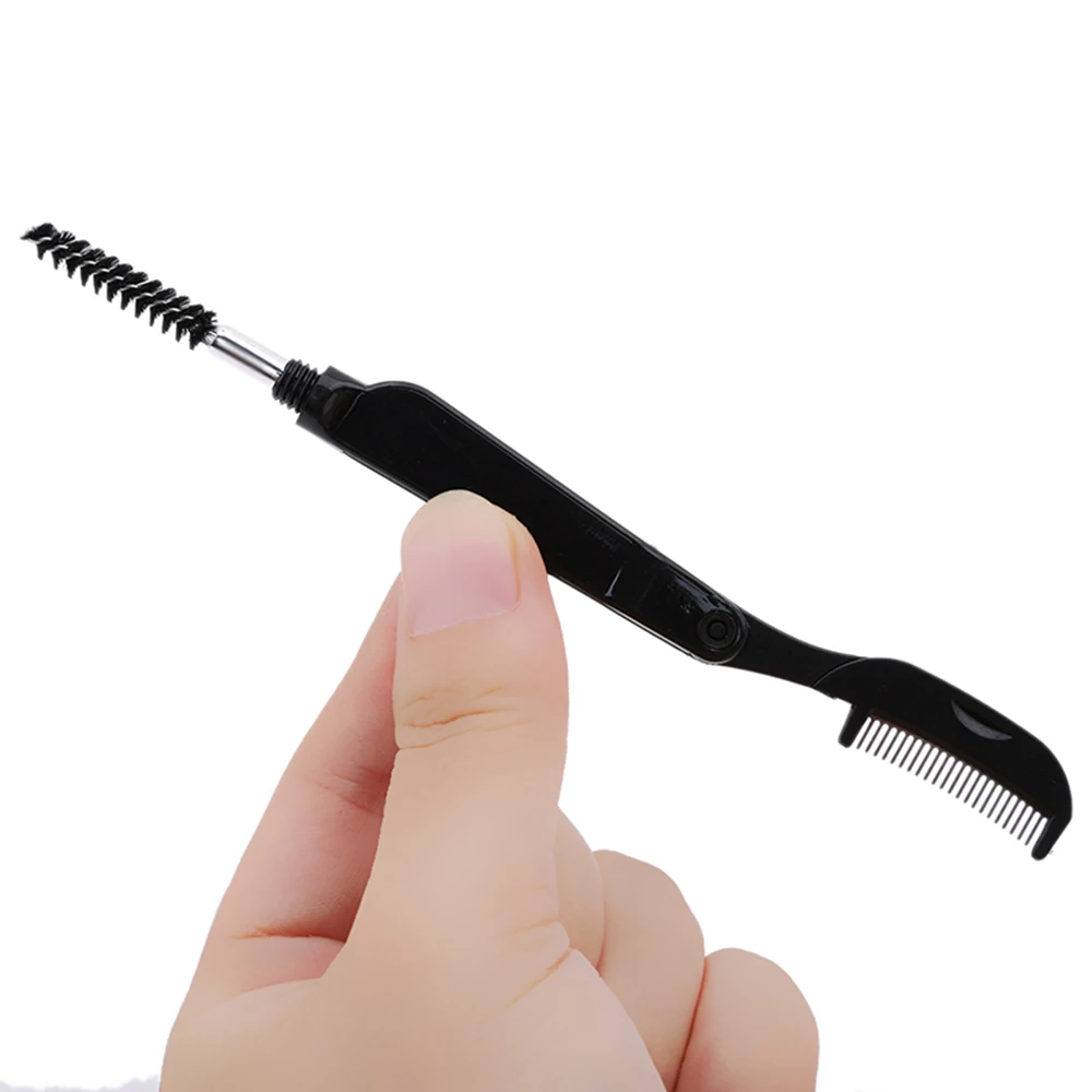 

Fashion Black Foldable Steel Eyebrow Eyelashes Brush Metal Comb Double Head Cosmetic Makeup Tools Eyelashes Comb