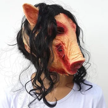 

Fancy Halloween Latex Pig Mask Novelty Piig Head Mask Horror Pig Mask With Hair Halloween Cosplay Pig Mask Gifts For Friends