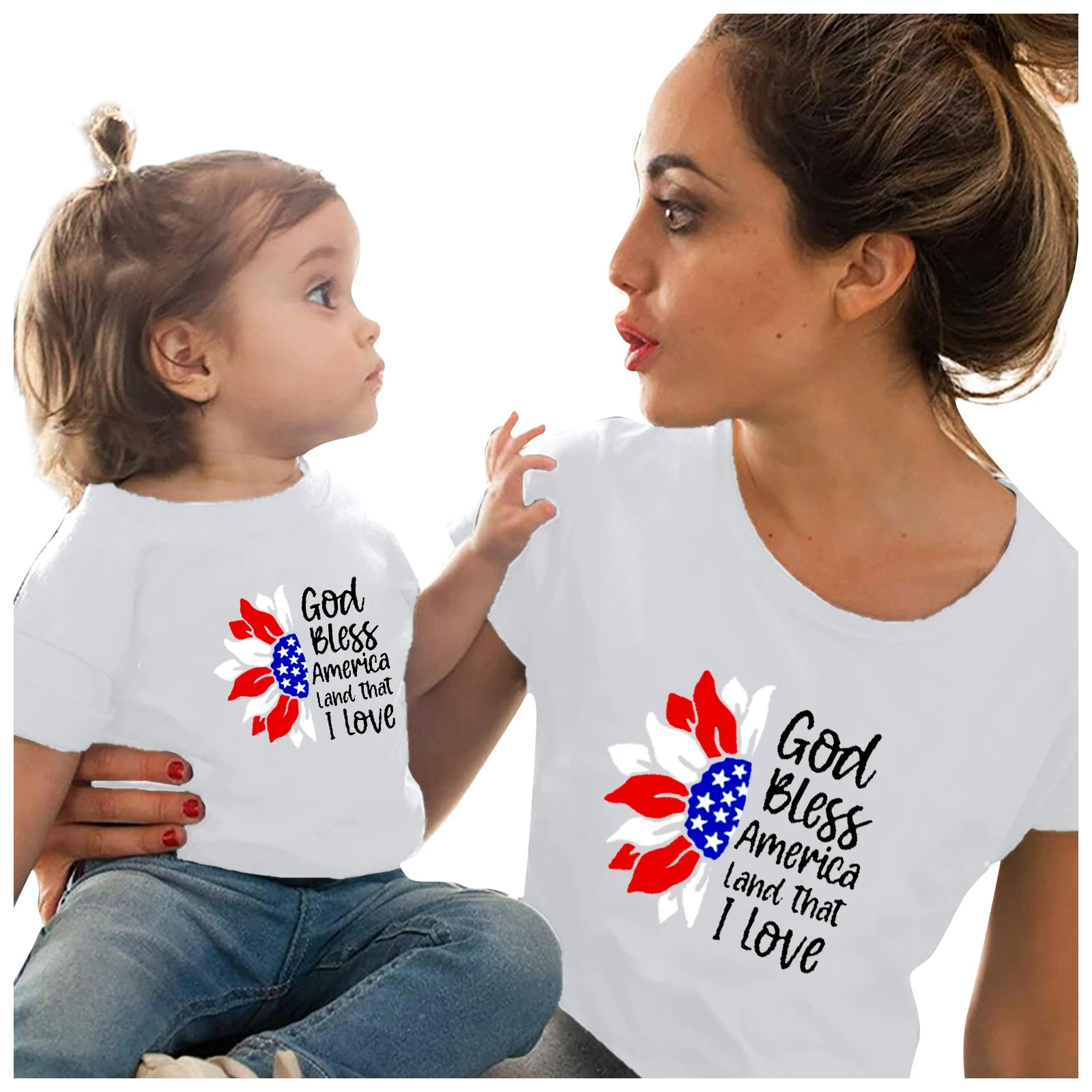 Parent child T shirt Summer Outfits Shirts Women For Independence Day Short  Sleeve Printed Tee Tops O Neck Parent child Tops Set|T-Shirts| - AliExpress