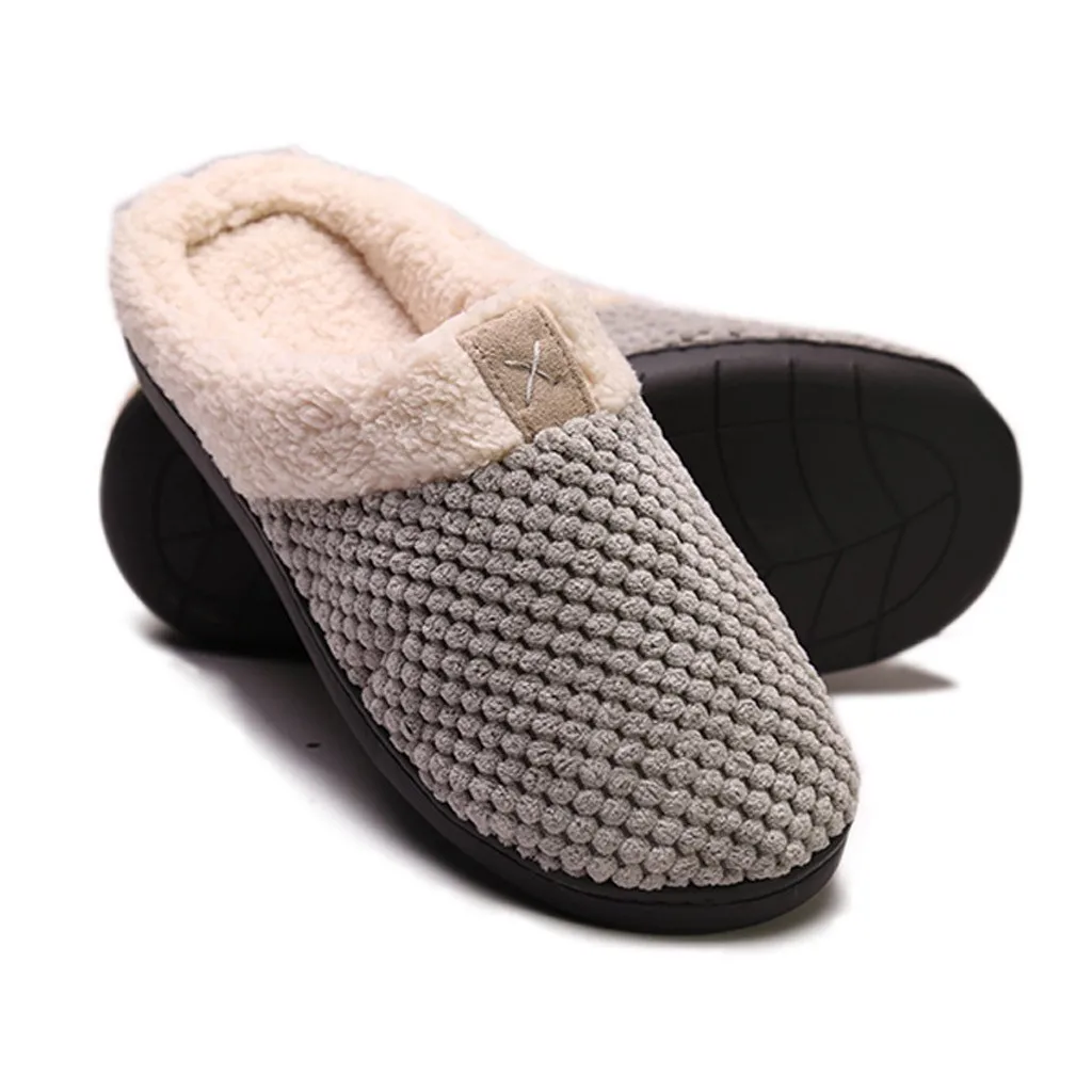 Обувь Мужские тапочки зимние тапочки с волнообразным краем; zapatos de hombre Для мужчин удобные спонж Мягкие плюшевые теплые зимние противоскользящие домашние тапочки обувь