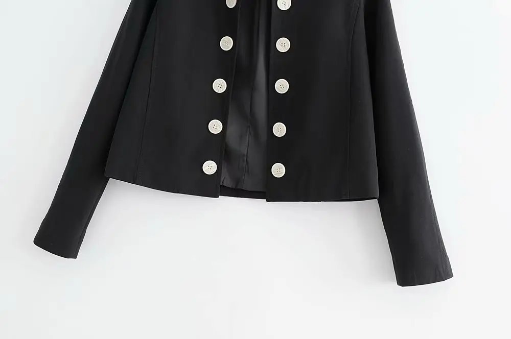 Nxj-9907 женское платье Повседневное осеннее пальто однотонные Цвет Slim Fit круглый вырез горловины с оборками двубортный декоративный костюм куртка