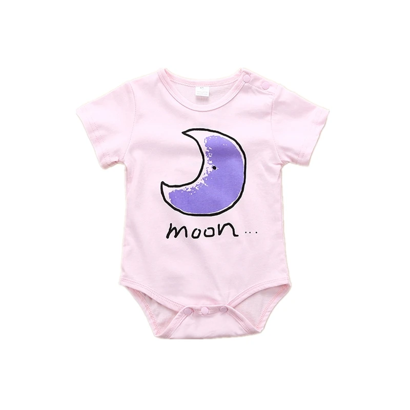 Moon Детские цельнокроеные топы унисекс; летняя одежда с короткими рукавами; милый костюм со звездами и Луной; одежда в пасмурную солнечную погоду; хлопковый комбинезон - Цвет: Moon