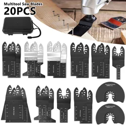 20 acessórios de oscilação multifuncional da ferramenta das lâminas de serra dos pces multi para o metal/madeira a liberação rápida viu as lâminas ajustadas com caixa preta