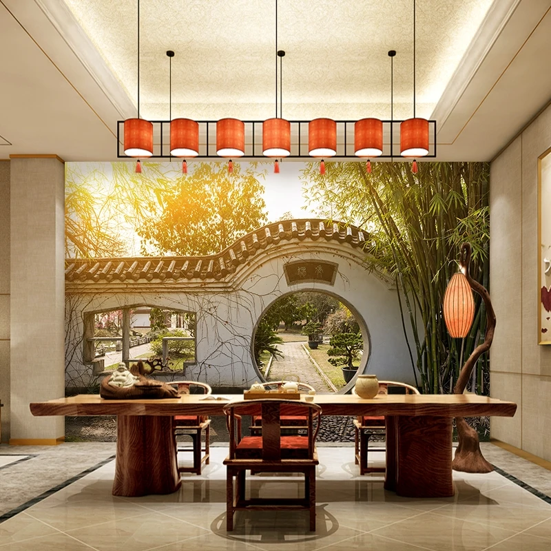 3D китайские классические обои Suzhou садовая роспись для гостиной в стиле Hui