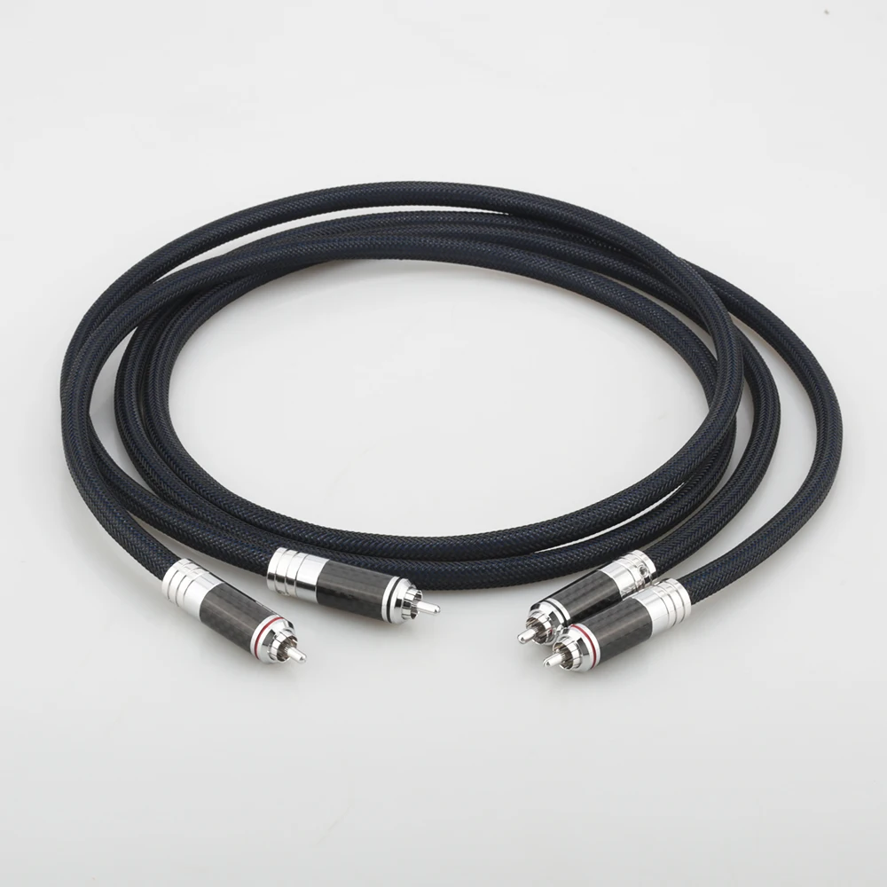 

Audiocrast A10 Silver Plated OFC Analogue RCA to RCA Phono Cable RCA Interconnect cable HIFI Carbon fiber RCA Plug