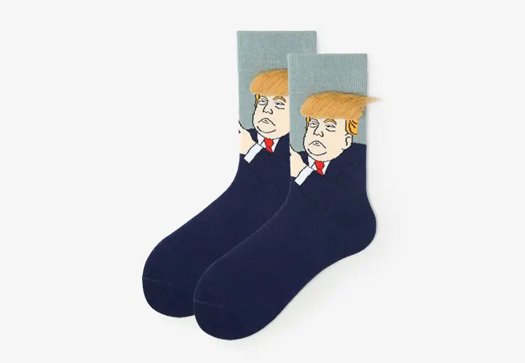 Trump носки, подарки для мужчин, забавные носки, calcetines meias, носки для взрослых, 3D поддельные волосы, повседневные носки, хип-хоп, скейтборд, носки