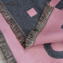 2021 Scarf Female Autumn and Winter New Scarf Female Letters Plaid Double-Sided Imitation Cashmere Long Section Scarf Shawl