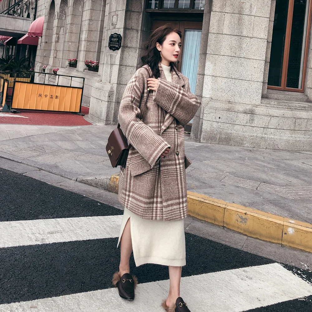 

Photo Shoot Suit Collar Mid-length Woolen Jacket 2019 Winter New Style WOMEN'S Dress Hipster Vintage Young-Style Duffle Coat