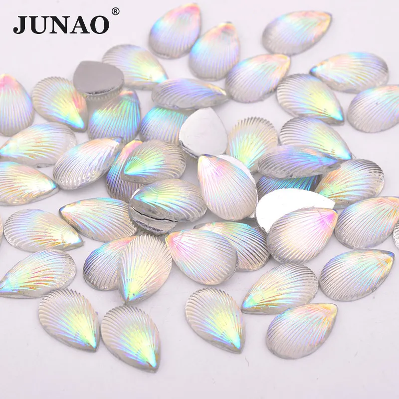 8x13mm-Crystal AB JUNAO 7x15 мм фиолетовый розовый AB Стразы Смола аппликация из страз с плоской задней частью драгоценные камни не Швейные конский глаз камни для одежды ремесла - Цвет: 8x13mm-Crystal AB