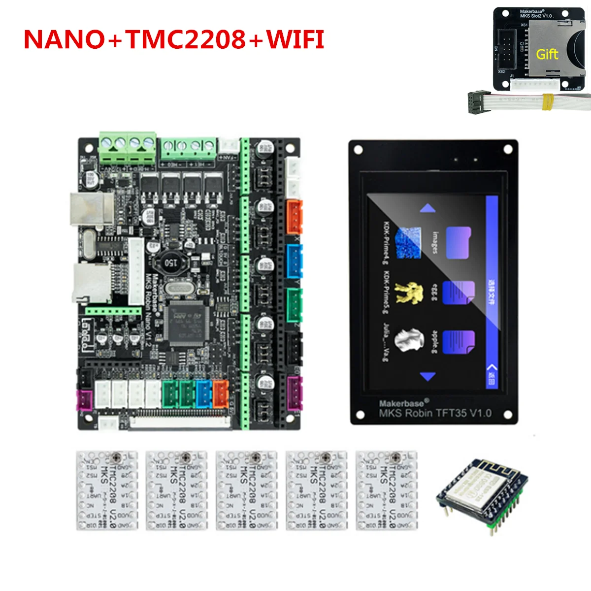 Makerbase MKS Robin Nano 32 битная плата управления 3D принтер DIY детали TFT3.5 сенсорный экран wifi